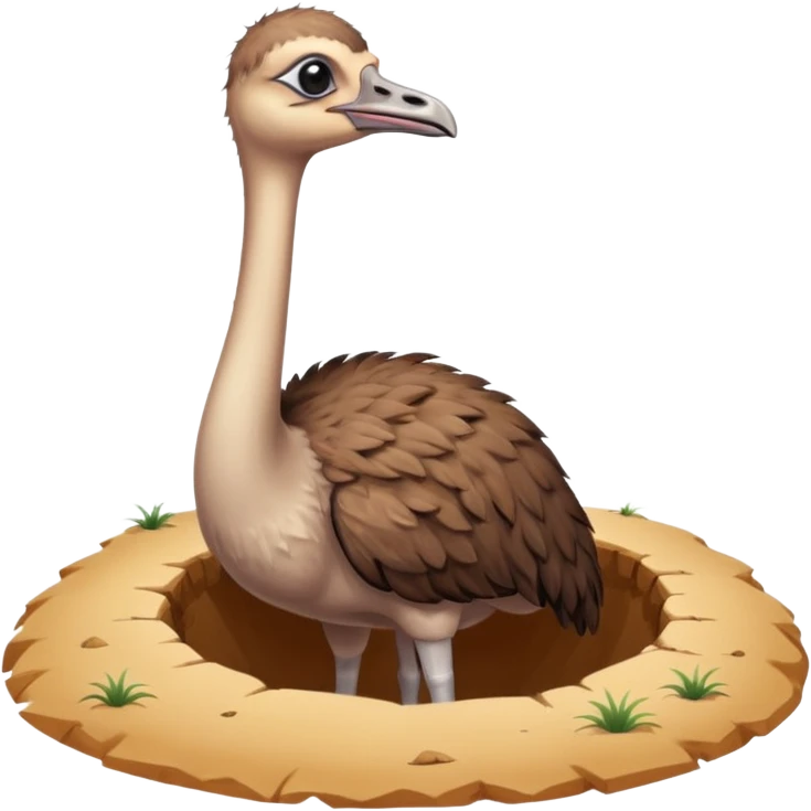 Ostrich with it's head inside a hole in the ground only it's body and neck visible emoji