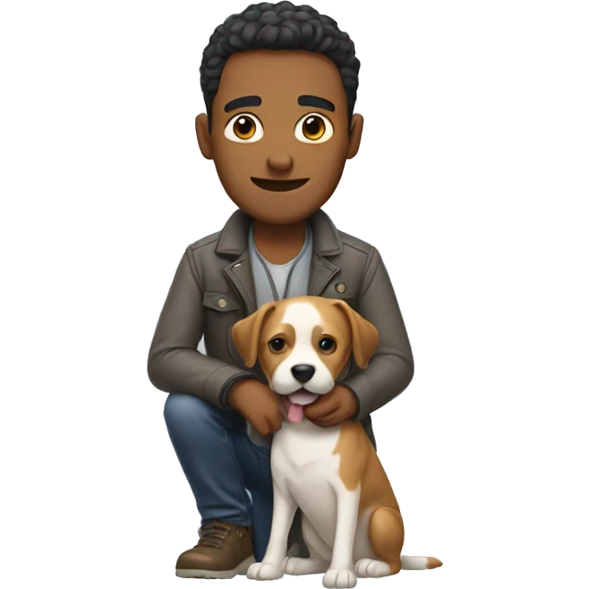A man with a dog emoji