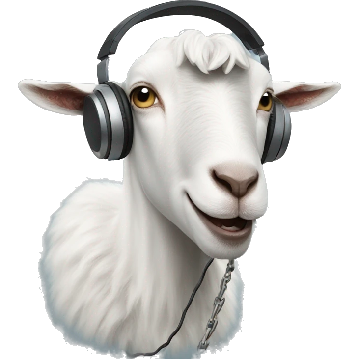 goat with headphones and a chain singing with a microphone emoji
