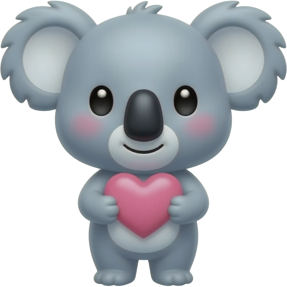 Cute kawii koala holding a pink heart emoji