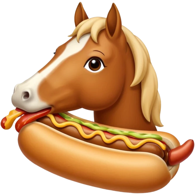 horse eating a hotdog emoji