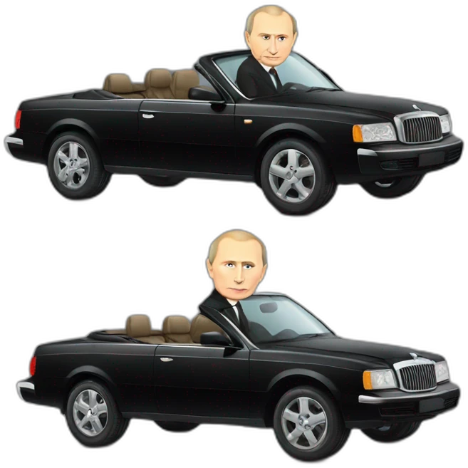 vladimir putin is driving a big black car emoji