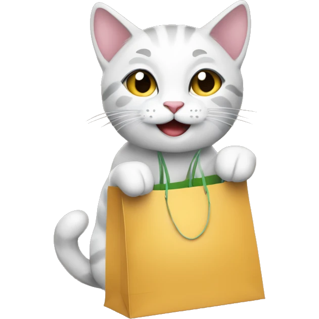 happy gay cat with shopping bags emoji