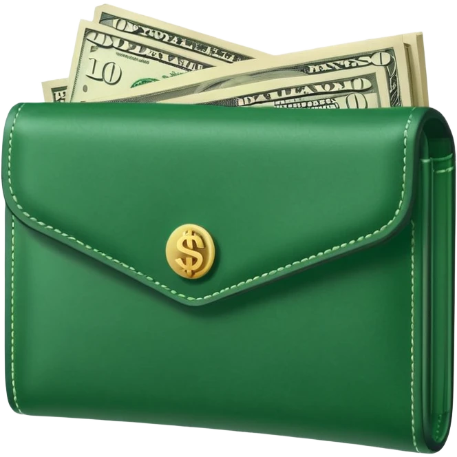 green wallet with dollars emoji