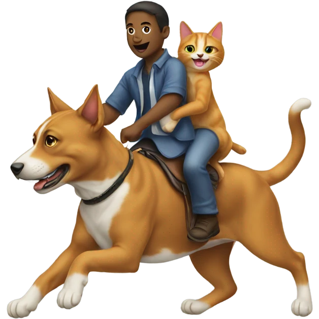 Cat riding a dog emoji