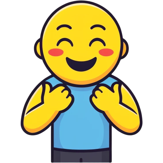 Emoji guy laughing crossing hands to neck emoji