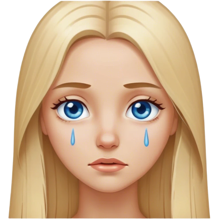 beautiful white girl with long straight blonde hair blue eyes crying  emoji