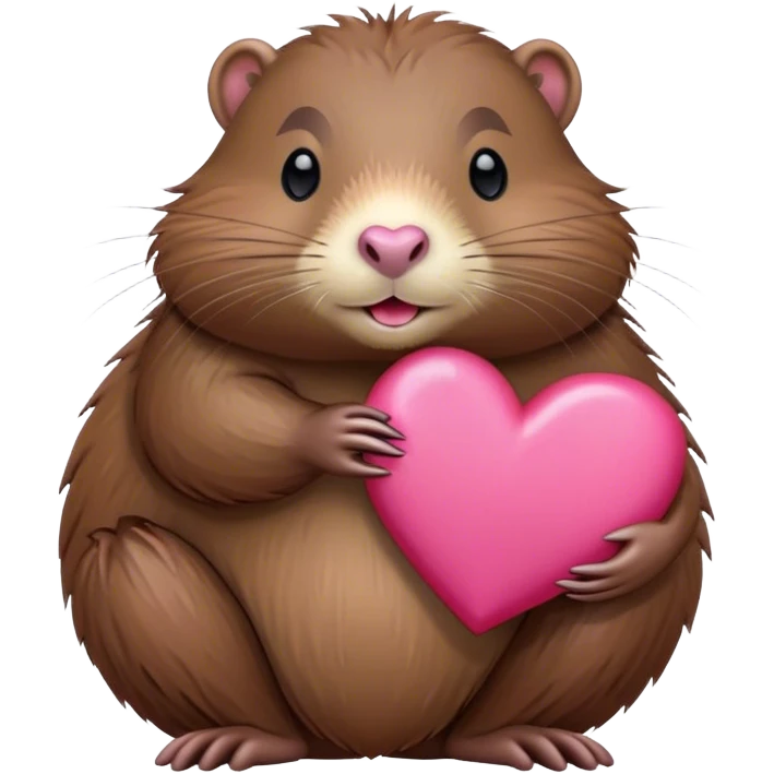 nutria abrazando un corazon rosa emoji