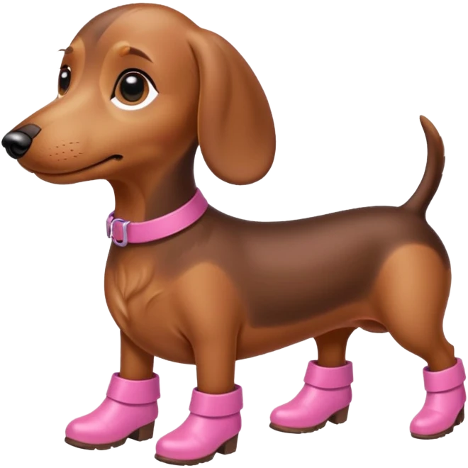 mini sausage dog with pink boots on  emoji