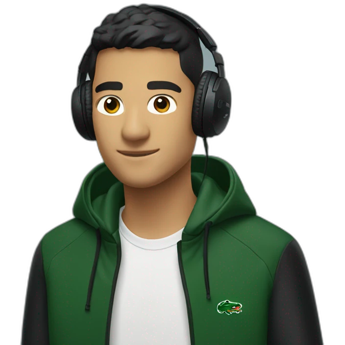 Lacoste headphone latin guy with black windbreaker emoji