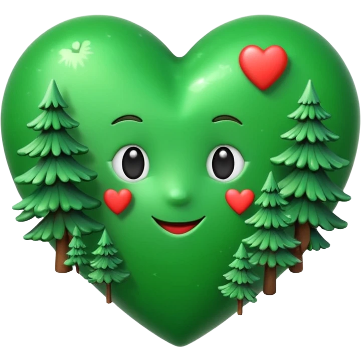 a big green heart emoji inscribed on it "I love you Candy"  with small pine trees behind it emoji