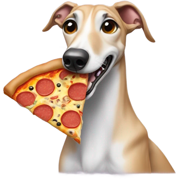 Greyhound eating pizza emoji