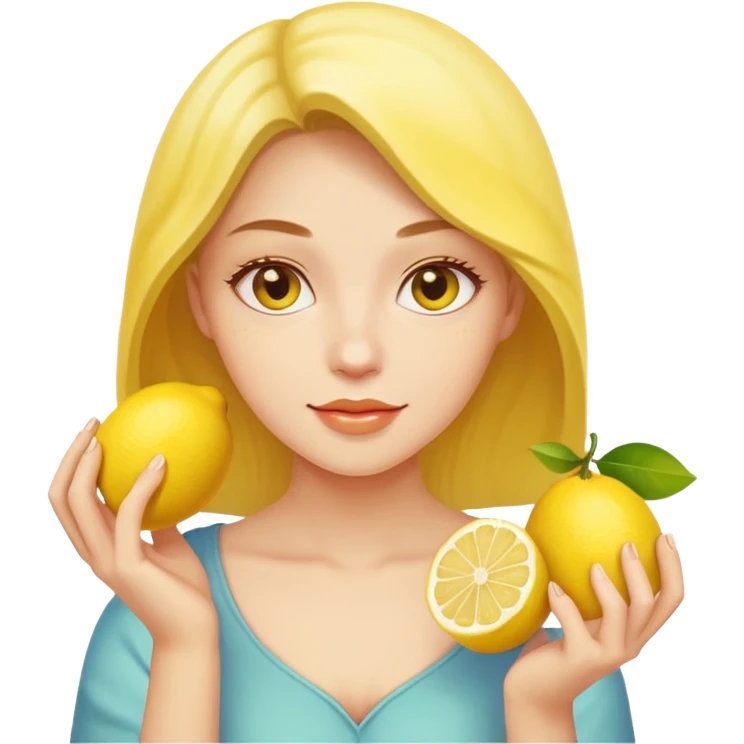 Woman holding lemons emoji