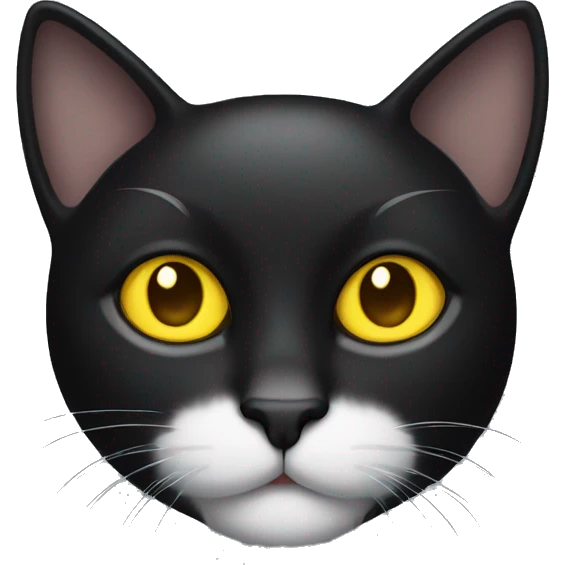 Black cat with yellow eyes and a white patch of fur on chest emoji