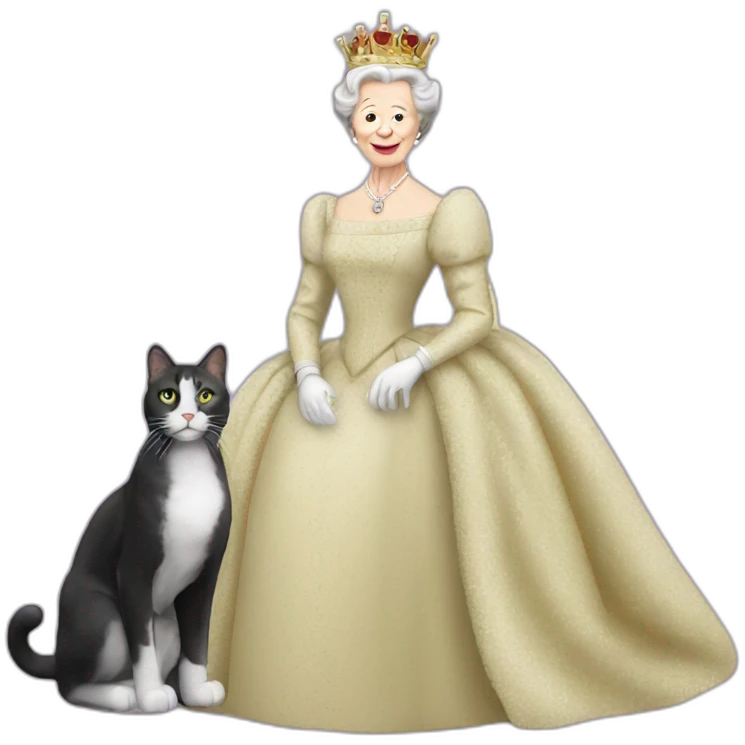 Queen Elizabeth 2 with  cat  emoji