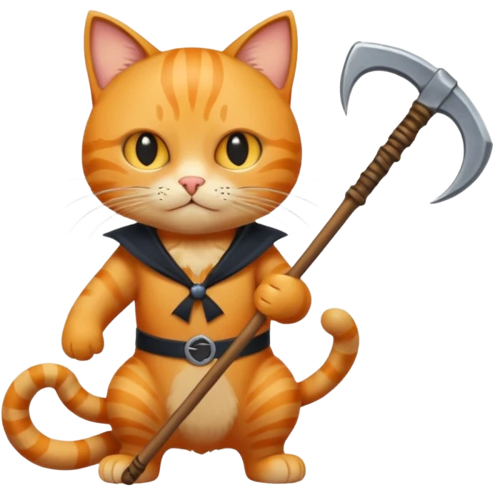 a heroic cat holding a scythe, with a shadowy death figure behind emoji