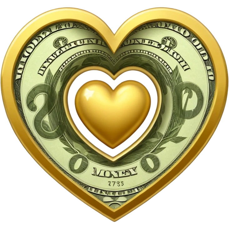 An heart composed of money. emoji
