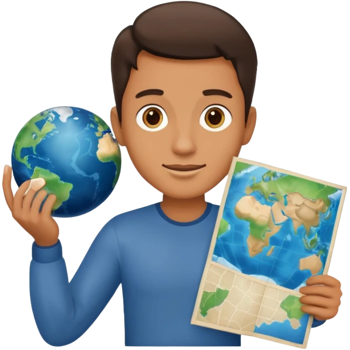 man holding a map of the earth @emoji emoji