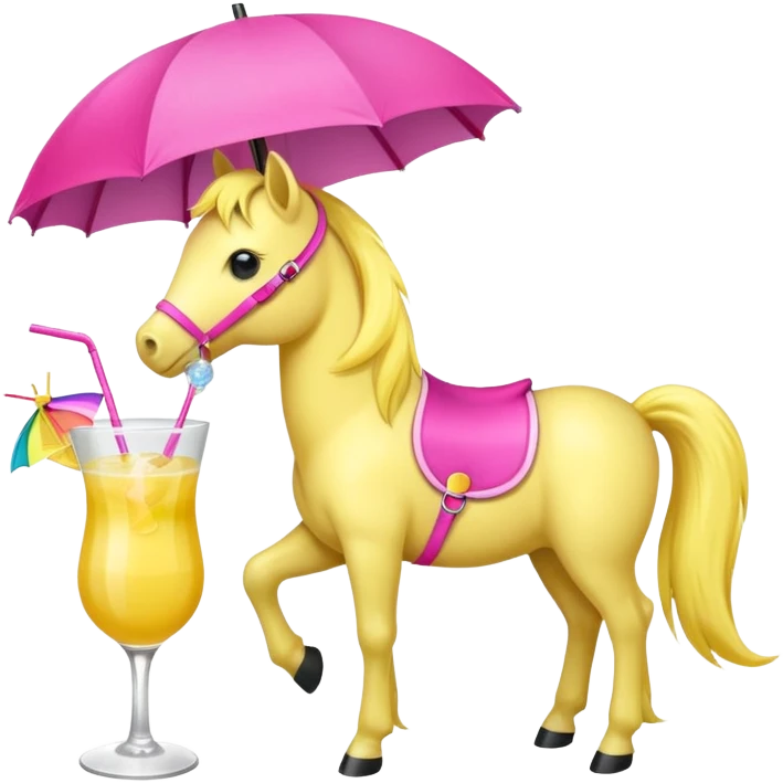 yellow pony drinking cocktail emoji