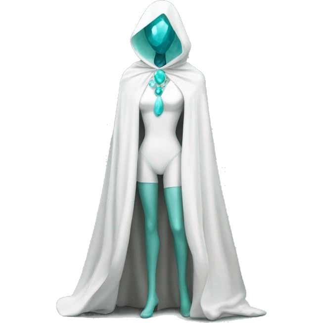 faceless mannequin flapping aquamarine gemstone white cape emoji
