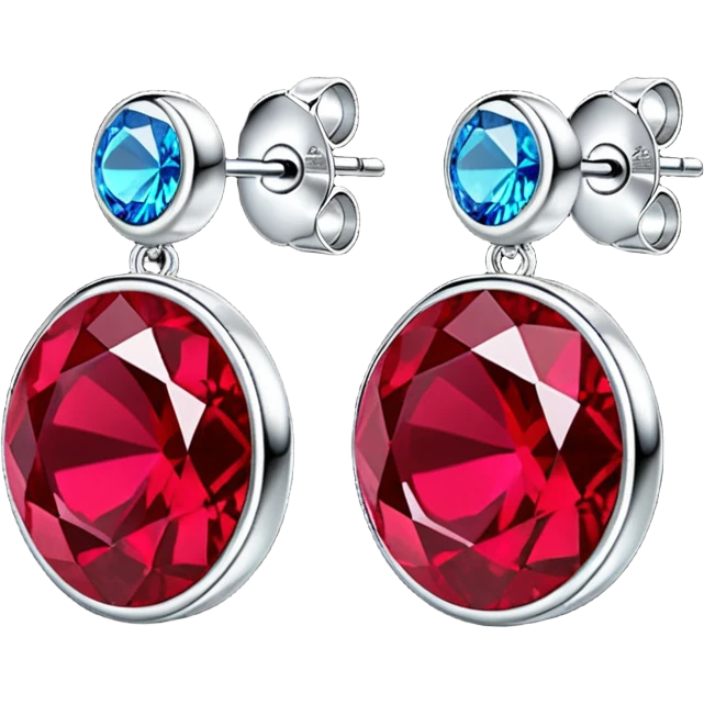 Shiny round perfect glimmering sparkly ruby earrings emoji
