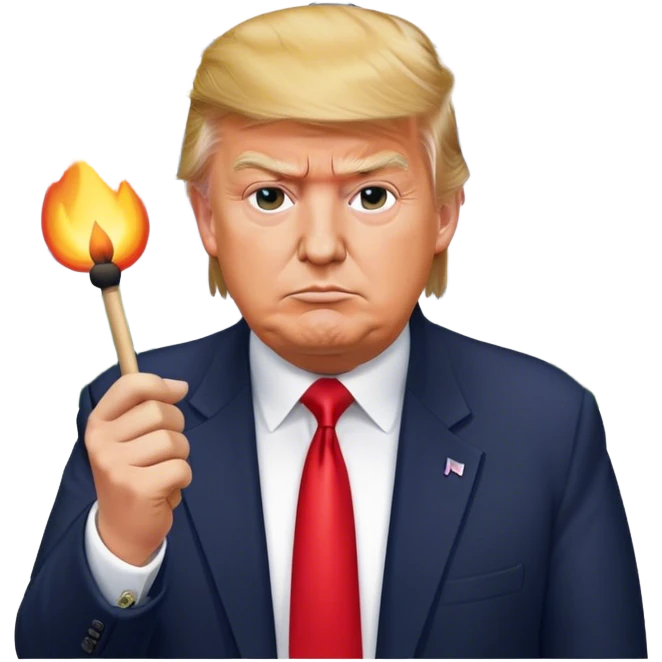 trump holding a match in front of the white house emoji