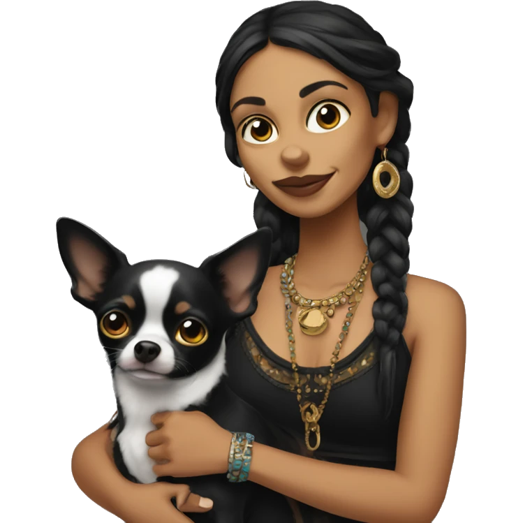 Gypsy with black chihuahua emoji