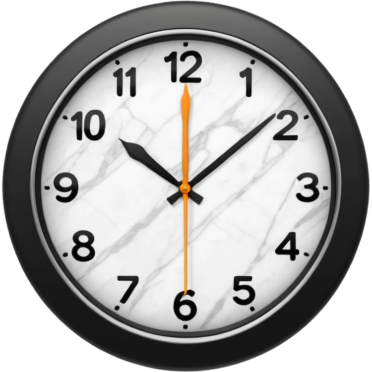White marble effect Clock with outline emoji