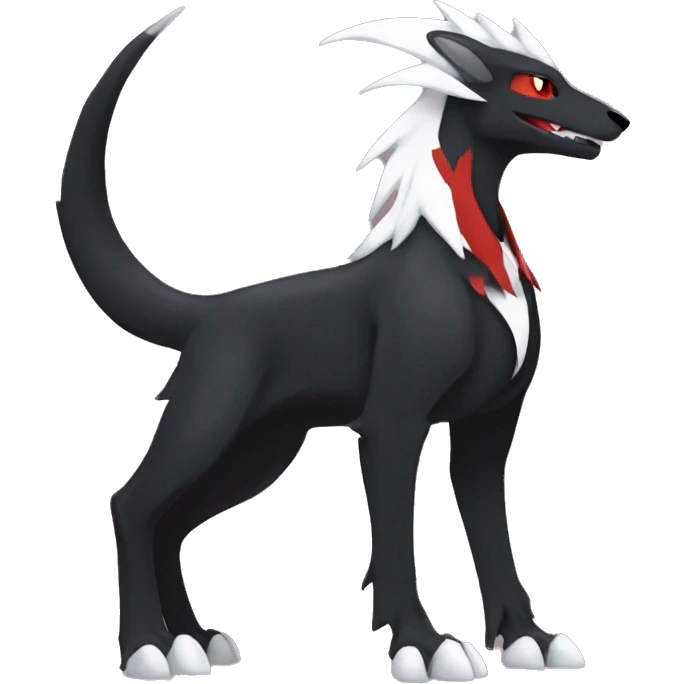 Black Cool Edgy Sergal-Houndoom-Fakémon  with White and Red Edgy markings emoji
