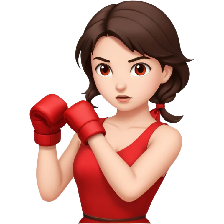 Fighting brunette girl red dress emoji