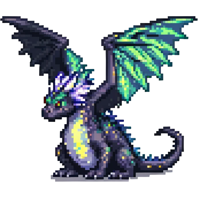 pixel art dragon flying with wings spread emoji