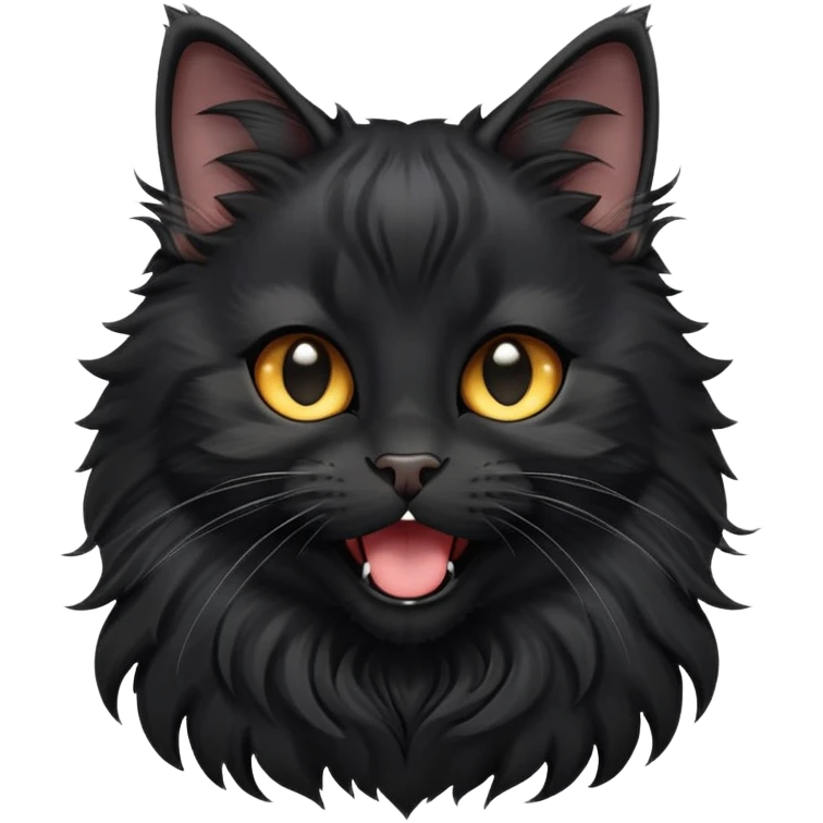 cinematic-yawning black-maine-coon-kitten-portrait-emoji,-head-tilted-playfully-and-inquisitively,-sleek--black-fur,-simplified-yet-adorable-features,-highly-detailed,-glowing-with-a-warm,-friendly-glow  emoji