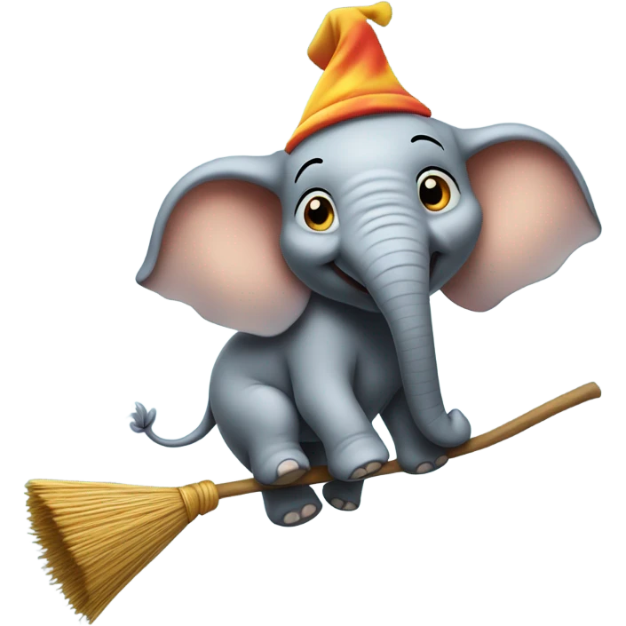 Elephant flying on a broom emoji