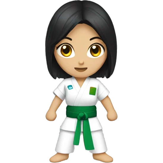 black-haired woman Karateka Green belt emoji