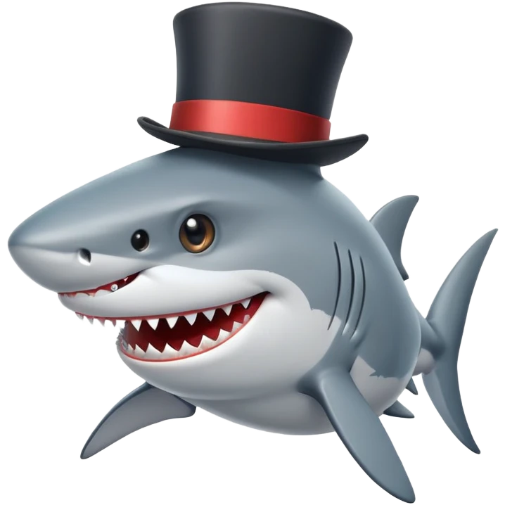 Shark with a top hat emoji