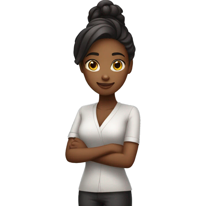 black pretty and beautiful software developper girl crossing arms emoji