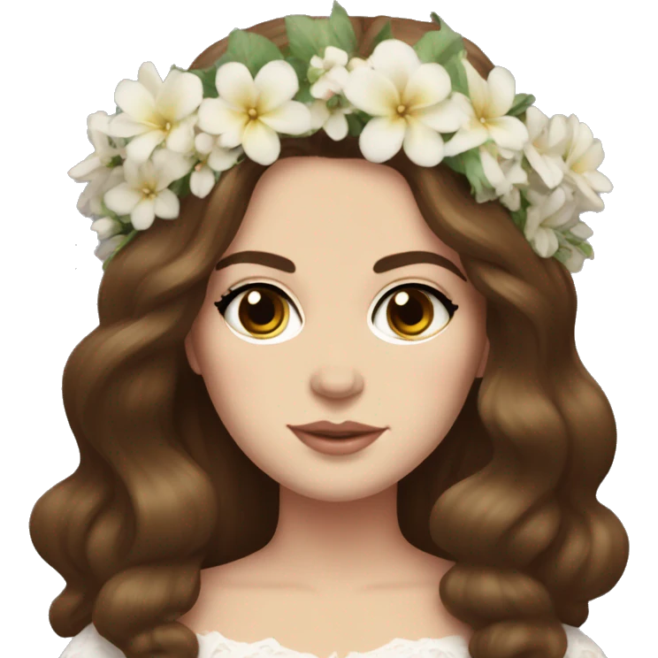 Lana del rey with brunette hair and a flower crown emoji