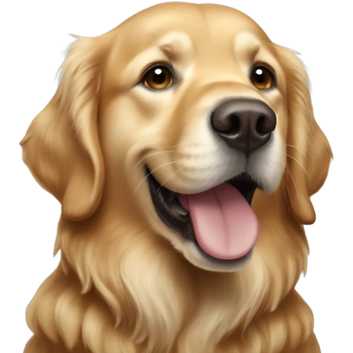 Golden retriever dressed in buffalo bills emoji