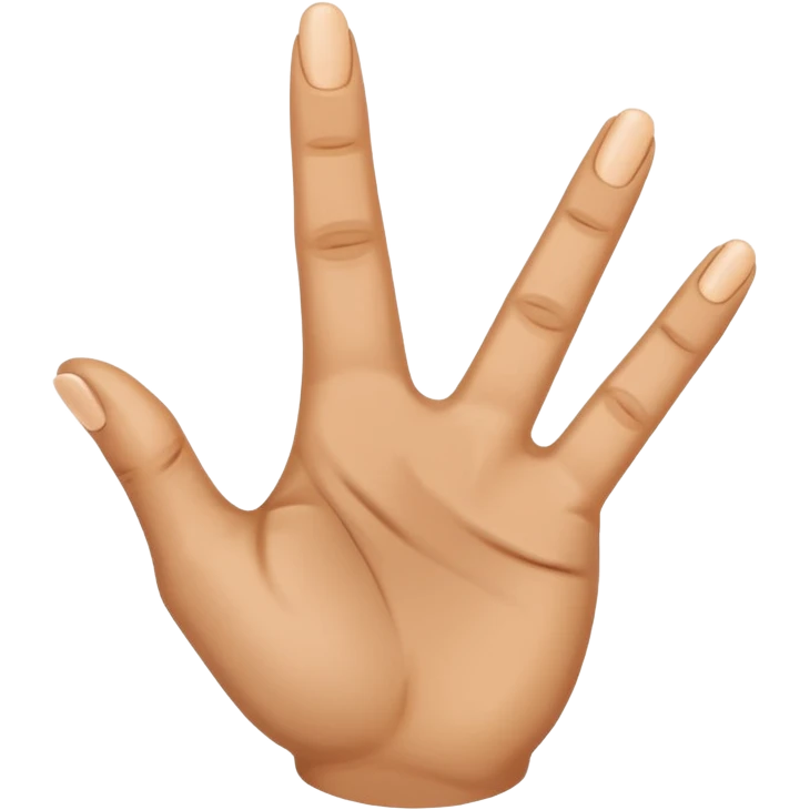 Una mano con estas características el dedo índice apuntando hacia arriba, los dedos medio y anular doblados hacia adentro, y el pulgar tocando el meñique emoji