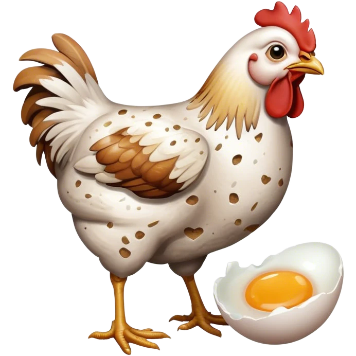 A chicken eating eggs emoji