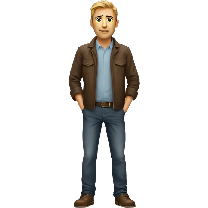man in full growth  photorealistic serious emoji
