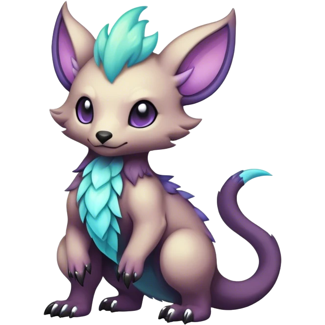 cool colorful dark pastel fantasy animal hybrid Fakemon full body emoji