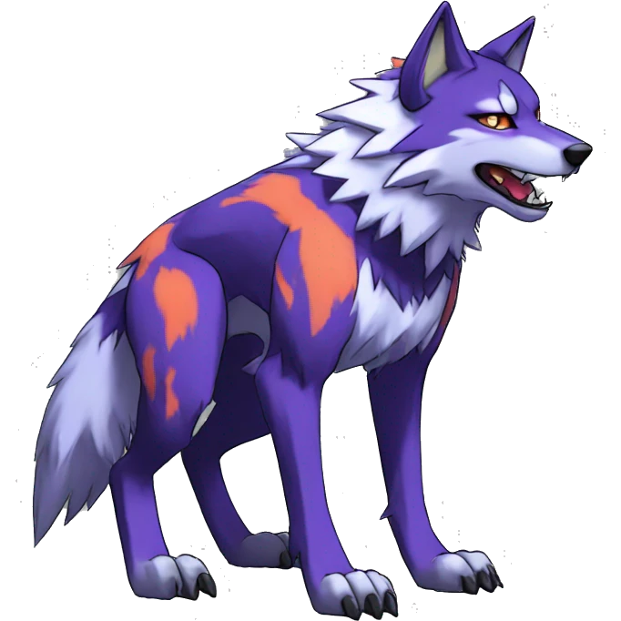  Cool Edgy Colorful Digimon-Fakemon-Wolf with edgy markings full body emoji