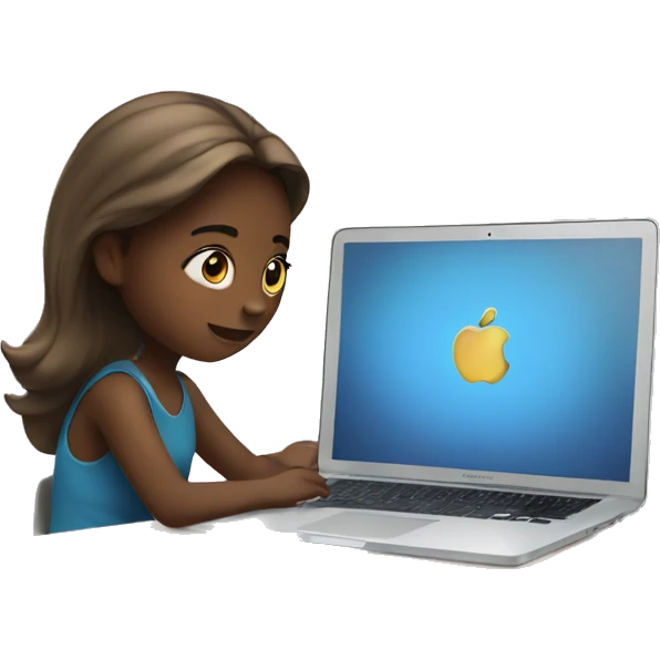 Girl studying with MacBook emoji