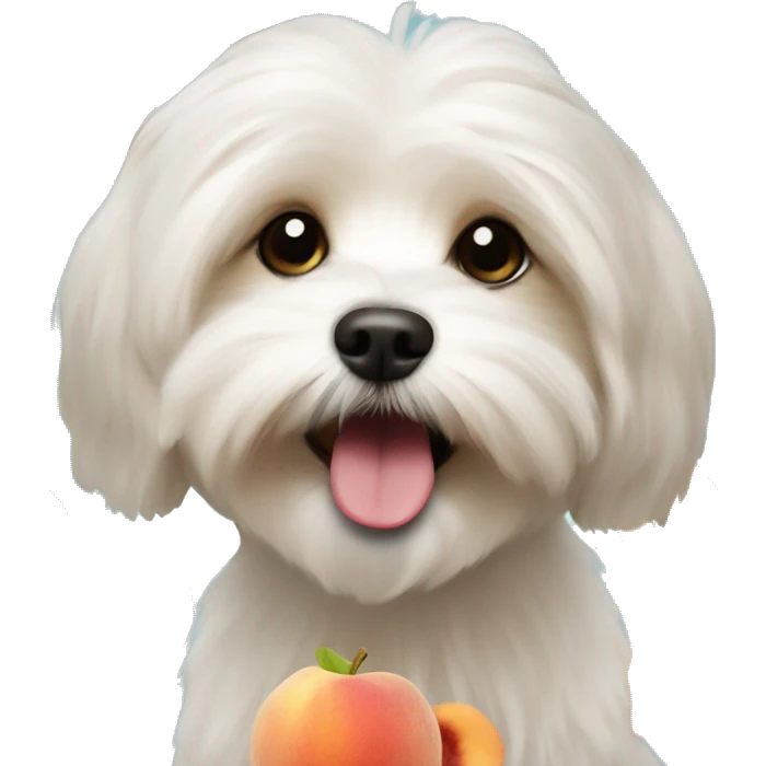 havanese dog licking peach emoji