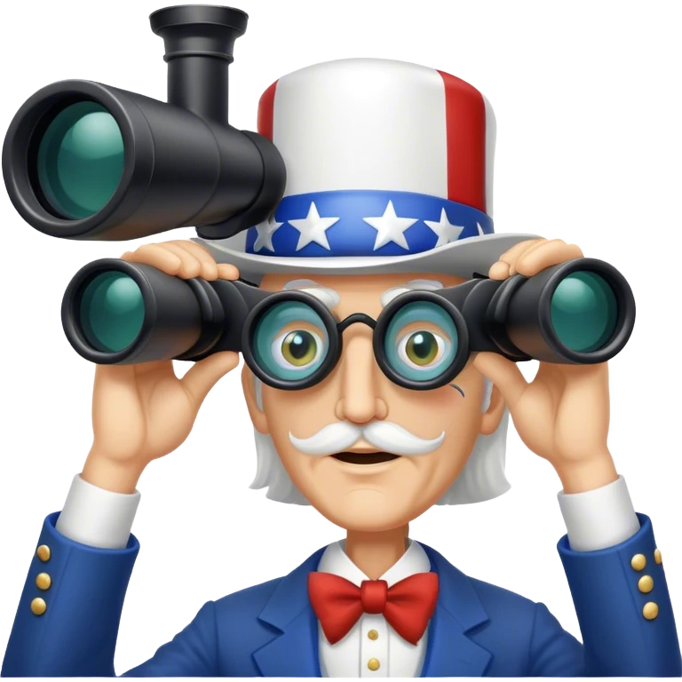 Uncle Sam is looking through binoculars emoji