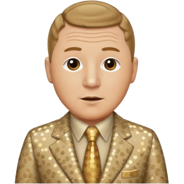 Curly Howard from The Three Stooges with dark blonde hair, beige sequin suit  emoji