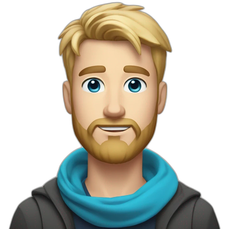 blond-guy-with-taper-fade,-straight-tiktok-guy-front-and-top-of-hair-and-dark-blonde-beard-and-blue-eyes-and-big-nose-and-scarf-on-the-middle-of-forehead emoji