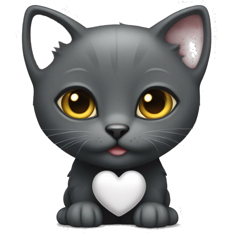 All dark grey kitten with heart eyes emoji