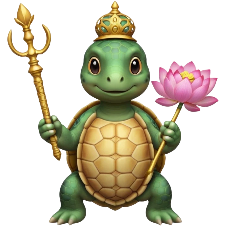turtle, scepter, buddhism, lotus emoji